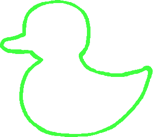 a green outline of a rubber duck